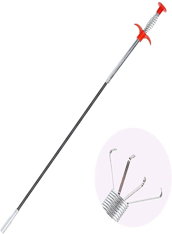 Uzox Stainless Steel Drain Pipe Cleaning Spring Stick,Hair Catching Pipe Cleaning Claw Wire,Sink Stick Sewer Sink Tub Dredge Remover,Spring Drain Basin Cleaner Tool(160 Cm) (1) - Image 3